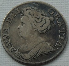 1711 Queen Anne Silver Shilling Early Milled Period, 25mm 5.87g, toned