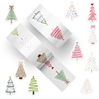 500pcs/Roll Beautiful Christmas Tree Decorative Stickers Christmas Gift Wrapp-ym