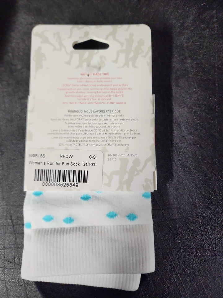 Calcetines para mujer Lululemon Run For Fun - blancos con puntos azules (talla 6-9) - nuevos con etiquetas Foto 2 de 2