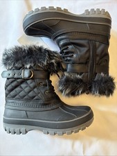 Girls Snowboot- Black With Faux Fur Trim. Size 3