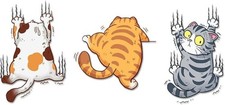 Vinyl Car Sticker, Three Cats Scratch Cover Funny Bumper Decal for Size: Large