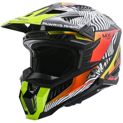LS2 X-Force Helmet - Fan - Gloss White/Black/Orange, Large 703-1174