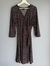 Torrid Wrap Dress Size 0 Black Polka Dot Belted Midi Work Casual Stretch