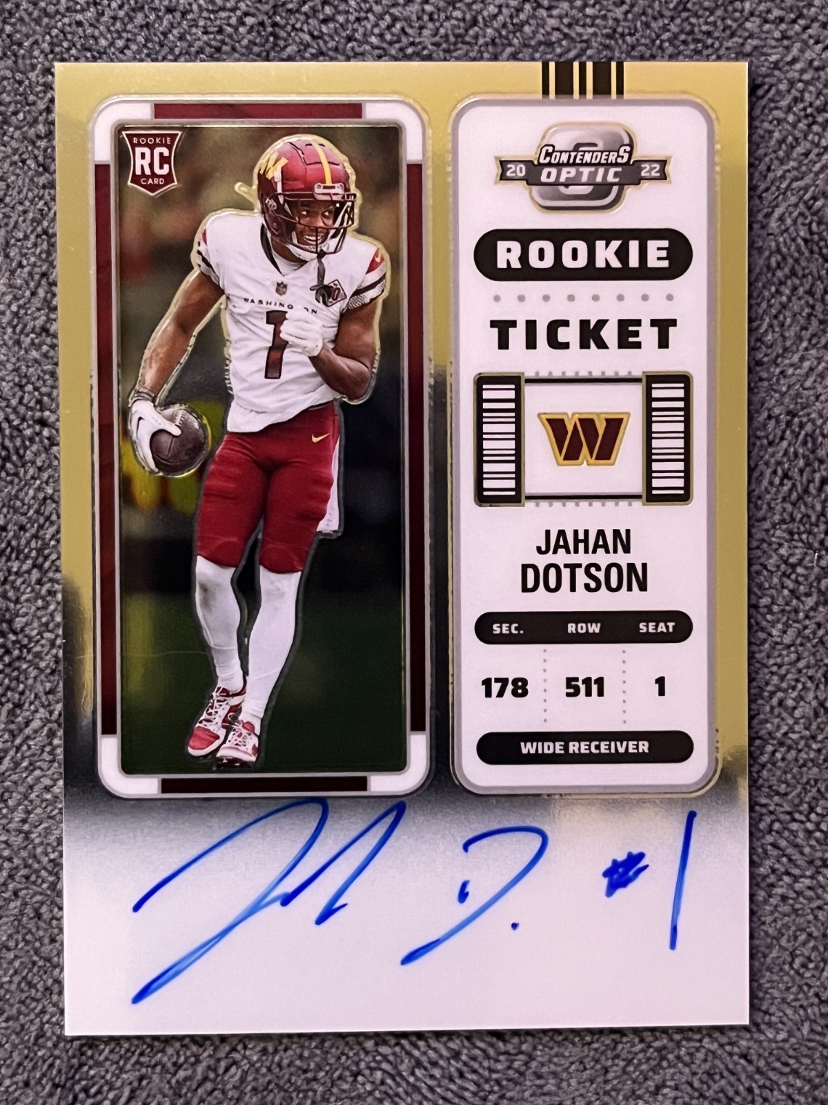2022 Contenders Optic Ticket RPS Jahan Dotson #121 Rookie Auto RC