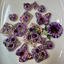 Purple Floral Butterfly spring Summer Lot Of Beads For Beadable Pens Keychains