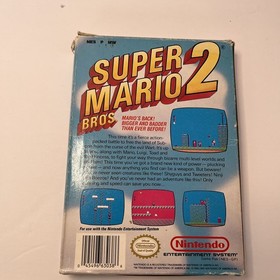 Super Mario Bros 2 NES Cartridge & Box (Authentic, Box Damage) Not tested! 