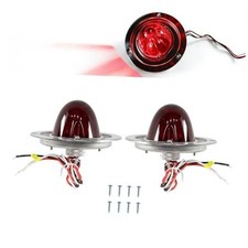 Glass Lens Watermelon Lights Kit, 2PCS LED Side Marker Turn Tail Signal Red