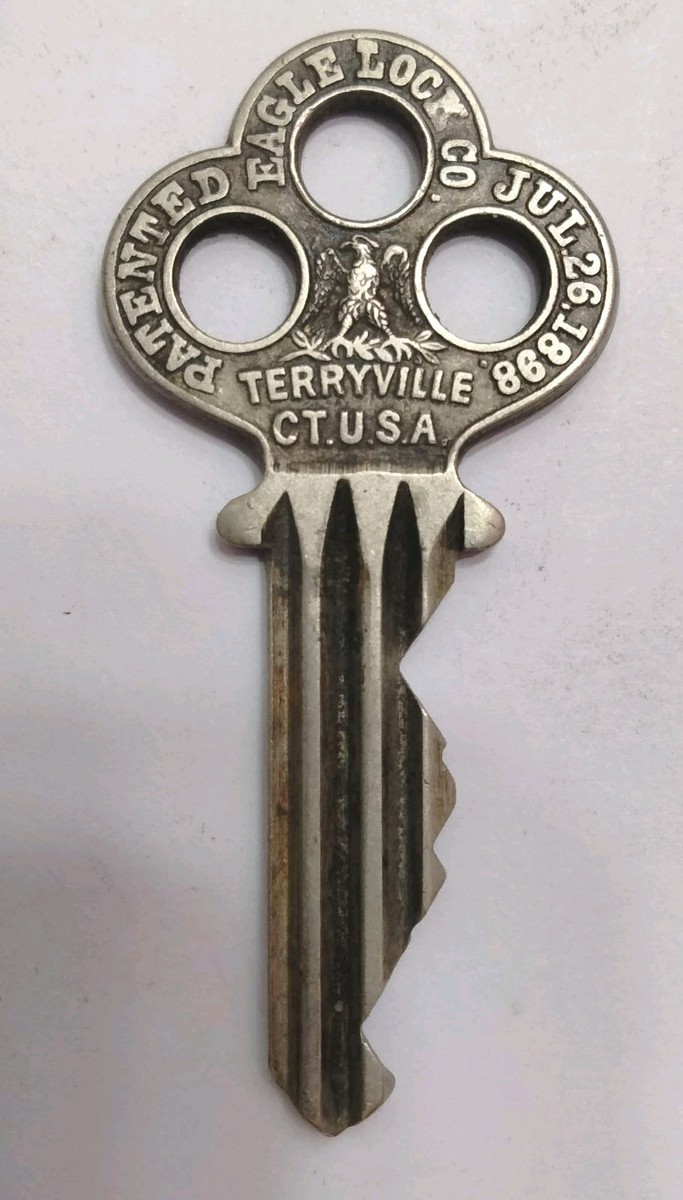 Antique Eagle Lock Co Key Patented Jul 26 1898 Terryville USA