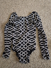 No label Dance Leotard Costume Black Silver Sz child Medium- Large