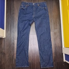 Levis 501 Jeans Mens 36x36 Blue Denim Straight Leg Button Fly Classic Fit