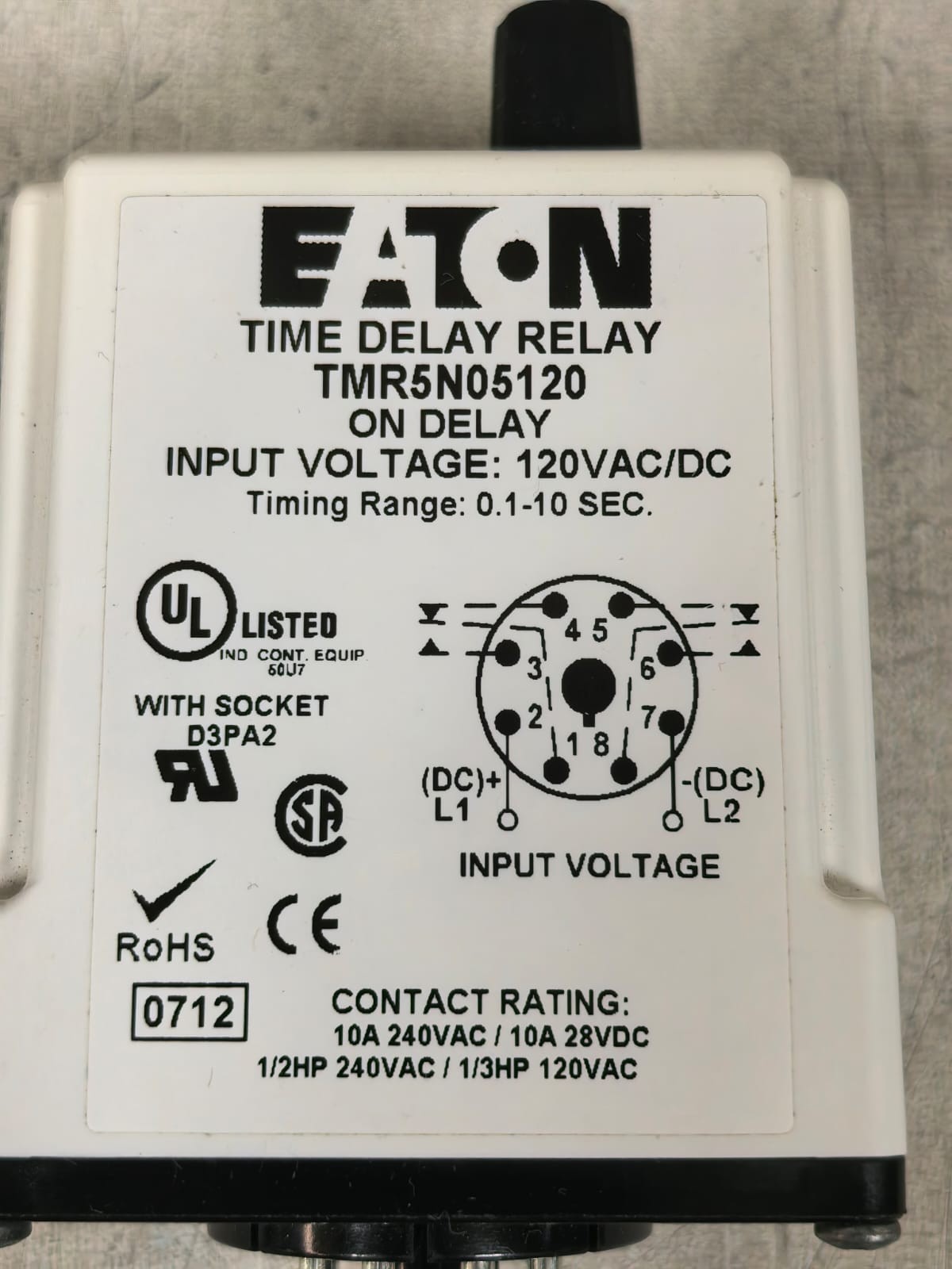Eaton TMR5N05120 EATON TMR5N05120 ON TIME DELAY RELAY 120VAC/DC 4