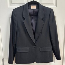 Vintage Pendleton Womens Black 100 Virgin Wool Minimalist Academia Blazer SZ 10