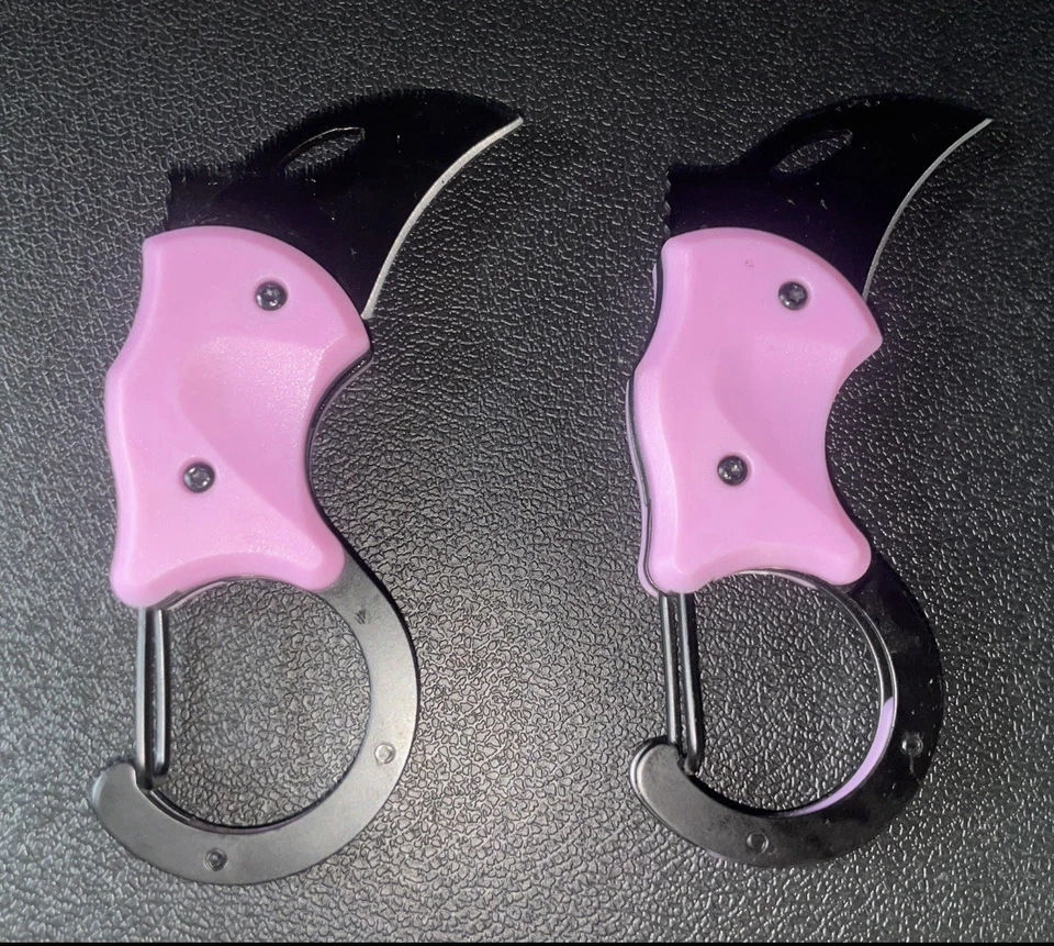 Mini faca dobrável rosa 2 peças - Imagem 2 de 4