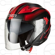 Von Cruizer zugelassener Jet-Motorrad-Roller-Helm, Doppelvisier, mattschwarz, ro