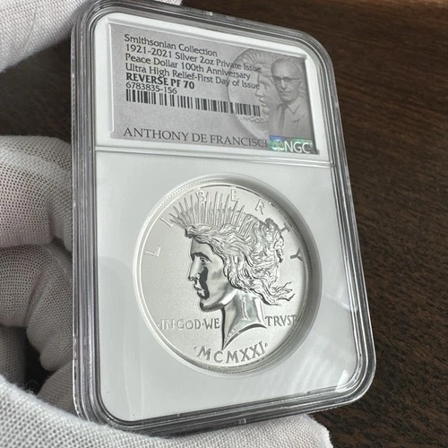 2021 Smithsonian Peace Dollar 100th Anniversary UHR 2oz Silver NGC Rev PF70