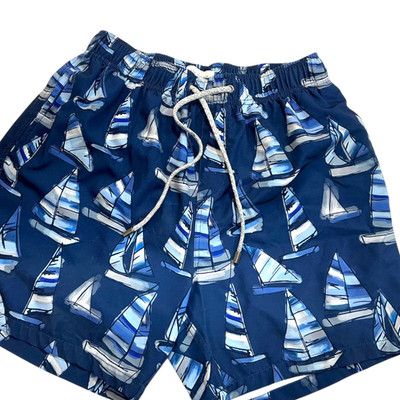 Sz M Mens Swim Trunks Shorts Swimsuits Sz VINTAGE SUMMER  mesh lined Sailboats