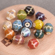 10pcs Bicone Shape 12x10mm Enameled Glazed Ceramic Porcelain Loose Beads DIY Lot