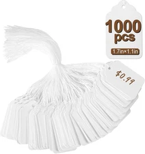 Etiquetas de precio con cuerdas, 1000 unidades, marcaje blanco