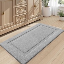 Large Bathroom Rugs Soft Absorbent Non Slip Bath Mat 24x43 Inch Grey Washable