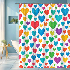 Colorful Heart Shower Curtain for Fun and Playful Bathroom Decor
