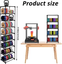 9-Tier Metal 3D Printer Filament Storage Rack 6.5" X 2" 80.7" Spool Holder DIY