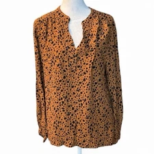 Gap Top Womens Size Large Brown Leopard Print Long Sleeve Pullover Casual