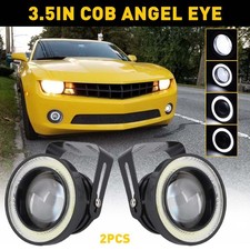 2x 3.5 Rgb Led Projector Fog Light W Driving White Cob Angel Eyes Halo Ring