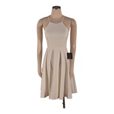 LULUS Dress White Stretch Knit Halter Sleeveless Mini Empire Waist Size XS NEW