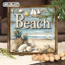 Beach Pineapple Sailboat Wooden Sign Farmhouse Coastal Decor for Porch Cafe Gift