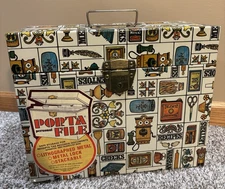 VTG Ballonoff Personal Tin Metal Porta File Storage Box - Kitchen Theme w/ Key