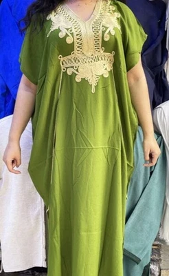 Robe caftan décontractée caftan abaya marocaine djellaba gandoura Dubaï robe verte - Photo 1/4