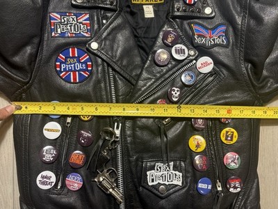 VTG 80s Sex Pistols Punk Rock Leather Jacket Studded Spiked
