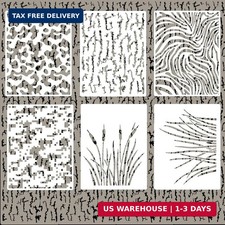 6 Pieces Camo Stencils for Spray Paint, Camouflage Grass Pattern Stencils Templa