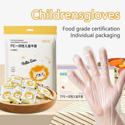 Disposable Gloves for Kids Multipurpose Thickened Plastic PE Gloves Children Foo