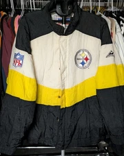Vintage NFL Pittsburgh Steeler Puffer Jacket Mens Size L - Pro Line By Apex One