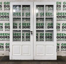 HALF PANEL FRENCH DOORS GEORGIAN BARS TIMBER WOODEN USED SHORT EXTERNAL EXTERIOR