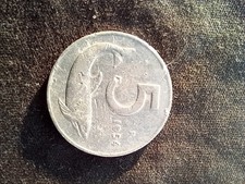 5 lire Delfino/timone 1954 con scritta Romagnoli (Repubblica Italiana)