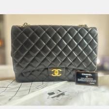 CHANEL Classic Flap Jumbo Black Shoulder Bag Chain Strap Gold Hardware