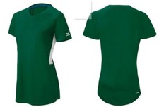 Mizuno Girls Comp Ss V-Neck Jersey, Forest Green/ White, Sz. M