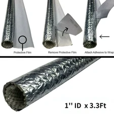 1" Self Closed Aluminized Sleeve Heat Shield Protection for Wire Cable Hose 1M
