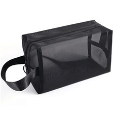 LUTER Black Mesh Shower Bag, Mesh Shower Caddy Portable Toiletry Bag Zippered