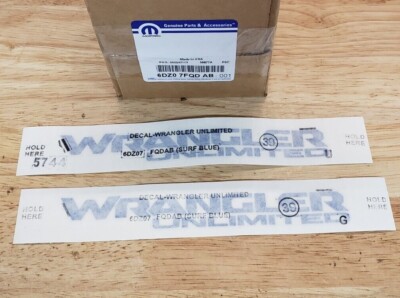 NEW 2021-2023 Jeep Wrangler 4XE BLUE Colored Unlimited Fender Decals, OEM Mopar
