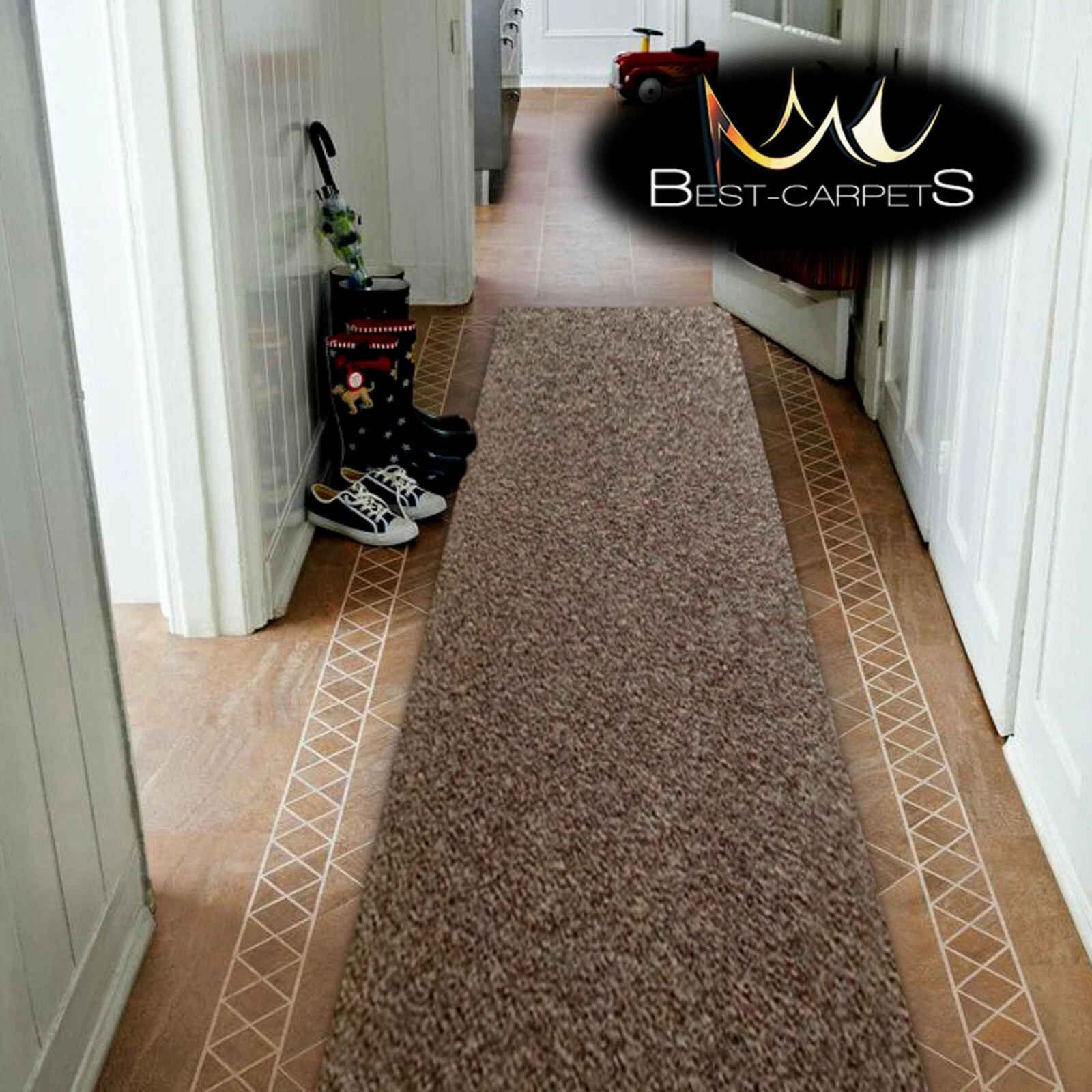 THICK CHEAP RUNNER HALLWAY PLAIN brown 888 CORRIDOR width 50-200 cm RUGS Carpets