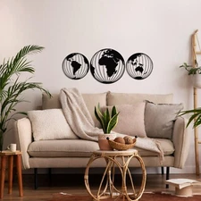 World Map Metal Wall Art, Metal Wall Decor, Home Decor Wall Art, Wall Sculpture