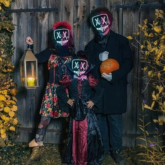 LED Neon Stitches Mask Wire Light Up Purge Halloween Costume Masks 🎭🎭🎭🎭 - Image 4 of 4