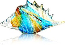 10" Blown Glass Conch Shell Figurines Collectible Crystal Glass Art Seashell