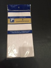 Large Size Paris Accessories 3 Handkerchiefs White 55 Cotton 45 Polyester