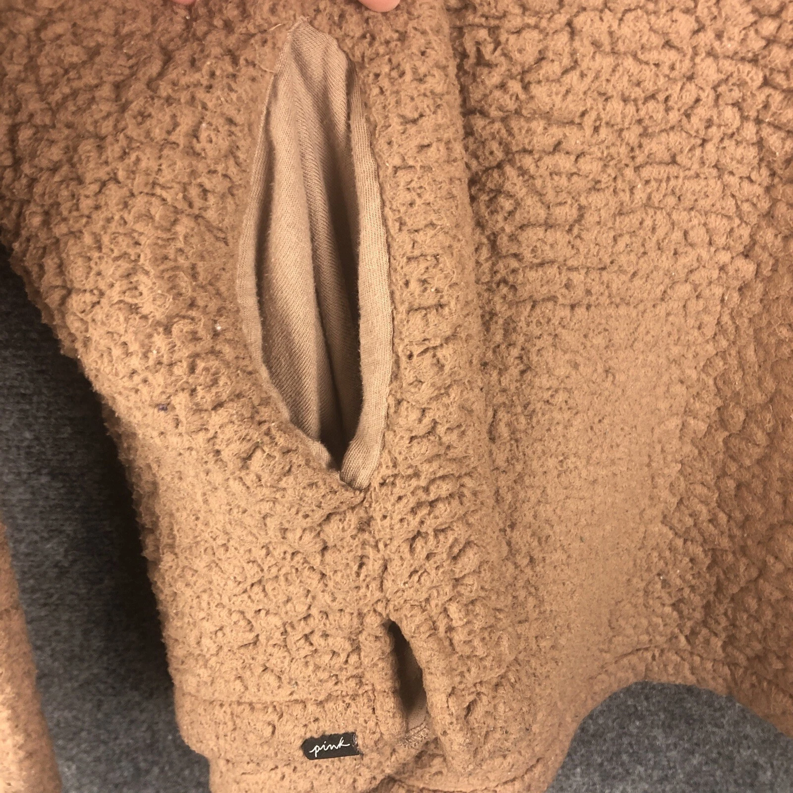 UNDERCOVER Felpa peluche VS ROSA mezza zip teddy donna taglia extra small marrone felpa con cappuccio XS