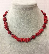 Collana di Corallo Naturale da Donna, Rosso ,Pietra Dura ,due modelli