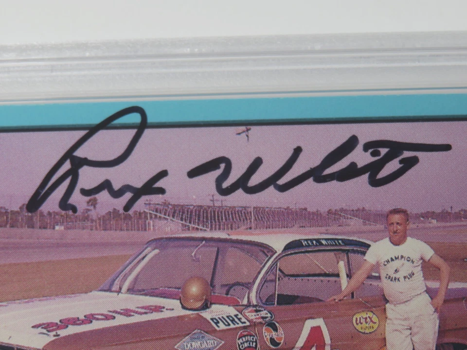 Rex White HOF Signed 1989 TG Masters Of Racing Rookie Card 195 PSA 10 Auto - Image 2 of 4